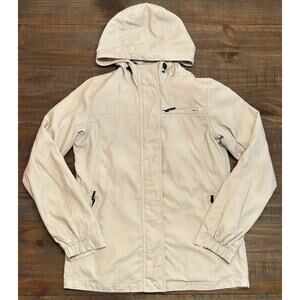 Eddie Bauer Jacket Adult Women's XS Beige Nylon Hooded Full Zip Rain Coat